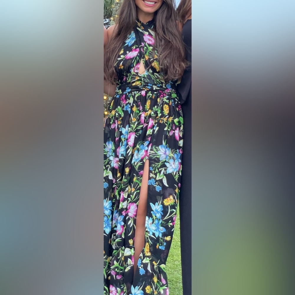 MISA size S Floral Black Dress